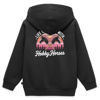 Hobby Horsing Hobby Horse - Kids Premium Organic Zip-up Hoodie - black - Back - AI Model Kid Male (0cm)