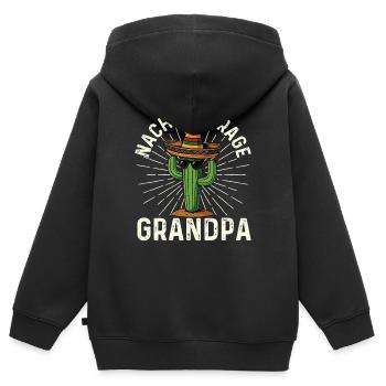 Nacho Grand-père Moyen Cadeau de jeu de mots drôle pour Papa - Sweat Premium à capuche zippé enfant bio - noir - Dos - AI Model Kid Male (0cm)