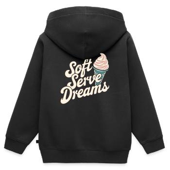 Soft Serve Dreams – Glace rétro - Sweat Premium à capuche zippé enfant bio - noir - Dos - AI Model Kid Male (0cm)