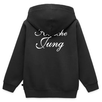 Kölsche Jung - Kinder Premium Organic Zip Hoodie - Schwarz - Hinten - AI Model Kid Male (0cm)