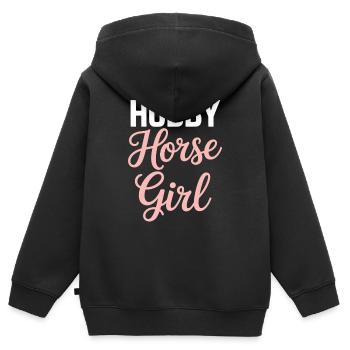 Cavalier de loisir Cheval de loisir Fille cheval - Sweat Premium à capuche zippé enfant bio - noir - Dos - AI Model Kid Male (0cm)
