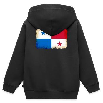 Panama en tant que Panama - Sweat Premium à capuche zippé enfant bio - noir - Dos - AI Model Kid Male (0cm)