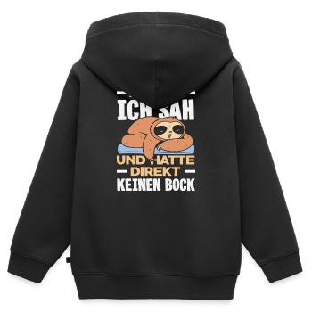 Drôle de paresseux sans motivation - Sweat Premium à capuche zippé enfant bio - noir - Dos - AI Model Kid Male (0cm)