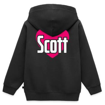 I Love Scott Pinkes Herz Ich liebe Scott - Kinder Premium Organic Zip Hoodie - Schwarz - Hinten - AI Model Kid Male (0cm)