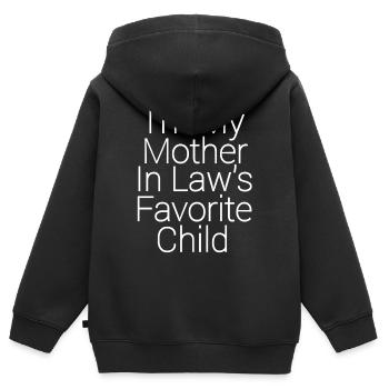 Ich bin das Lieblingskind meiner Schwiegermutter.  - Kinder Premium Organic Zip Hoodie - Schwarz - Hinten - AI Model Kid Male (0cm)