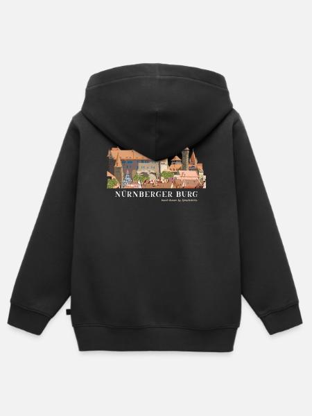 Nürnberger Burg Handzeichnung - Kinder Premium Organic Zip Hoodie - Schwarz