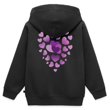 Cœurs Pourpres, Cluster Cœur Pourpre, Cœur Violet - Sweat Premium à capuche zippé enfant bio - noir - Dos - AI Model Kid Male (0cm)