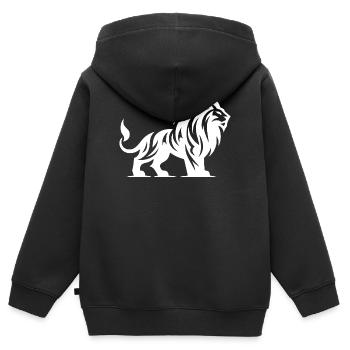 Tribal Löwe mit Mähne - Kinder Premium Organic Zip Hoodie - Schwarz - Hinten - AI Model Kid Male (0cm)