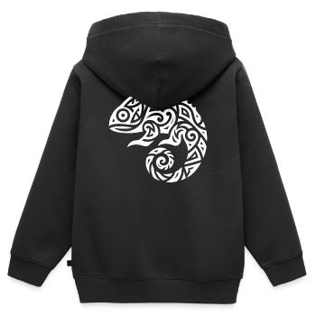 Déguisement de tatouage caméléon - Sweat Premium à capuche zippé enfant bio - noir - Dos - AI Model Kid Male (0cm)
