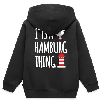 Hamburg Hafen Spruch - Kinder Premium Organic Zip Hoodie - Schwarz - Hinten - AI Model Kid Male (0cm)