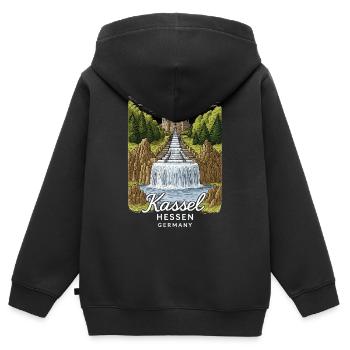 Kassel - Sweat Premium à capuche zippé enfant bio - noir - Dos - AI Model Kid Male (0cm)