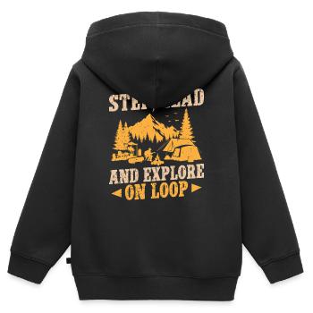 Girl Scout Leader Step Lead & Explore Scout - Kinder Premium Organic Zip Hoodie - Schwarz - Hinten - AI Model Kid Male (0cm)
