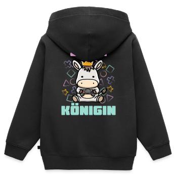Zocker Königin - Kinder Premium Organic Zip Hoodie - Schwarz - Hinten - AI Model Kid Male (0cm)