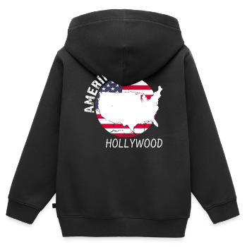 Hollywood - Kinder Premium Organic Zip Hoodie - Schwarz - Hinten - AI Model Kid Male (0cm)