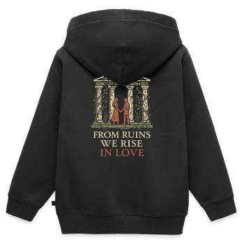 Antike Liebesmythologie Romantik Vintage - Kinder Premium Organic Zip Hoodie - Schwarz - Hinten - AI Model Kid Male (0cm)