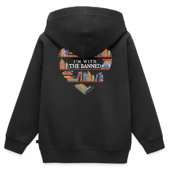 Je suis d’accord avec la citation du livre Freedom de lecture interdite - Sweat Premium à capuche zippé enfant bio - noir - Dos - AI Model Kid Male (0cm)