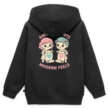 Antike Liebesmythologie Romantik Vintage - Kinder Premium Organic Zip Hoodie - Schwarz - Hinten - AI Model Kid Male (0cm)