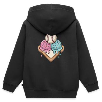 Glace de baseball avec des vermicelles sur le marbre - Sweat Premium à capuche zippé enfant bio - noir - Dos - AI Model Kid Male (0cm)