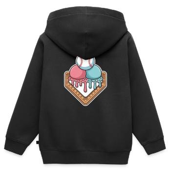 Ambiance estivale au marbre de glace de baseball - Sweat Premium à capuche zippé enfant bio - noir - Dos - AI Model Kid Male (0cm)