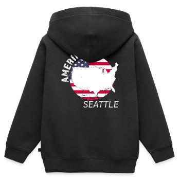 Seattle - Sweat Premium à capuche zippé enfant bio - noir - Dos - AI Model Kid Male (0cm)