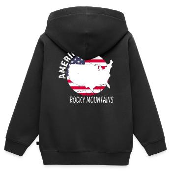 Rocky Mountains - Kinder Premium Organic Zip Hoodie - Schwarz - Hinten - AI Model Kid Male (0cm)