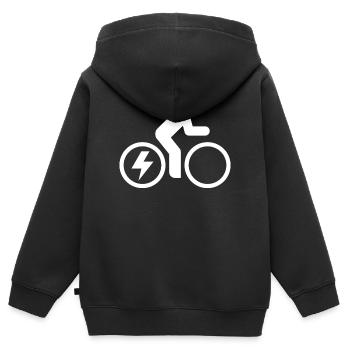 E-bike, E-Biker, Fahrradtour - Kinder Premium Organic Zip Hoodie - Schwarz - Hinten - AI Model Kid Male (0cm)
