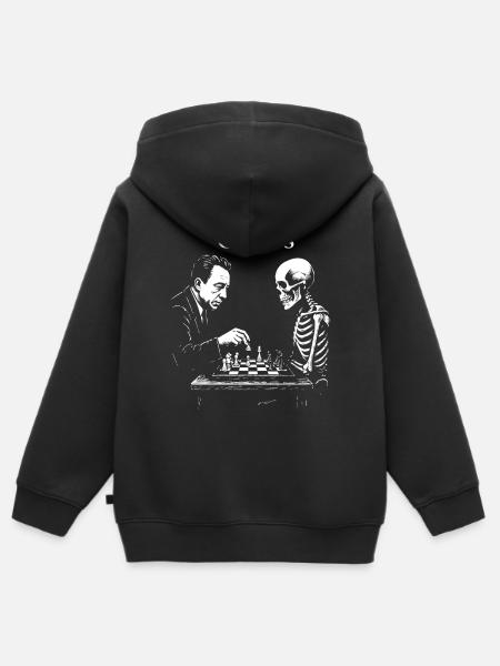 Albert Camus existenzielles Schachduell - Kinder Premium Organic Zip Hoodie - Schwarz