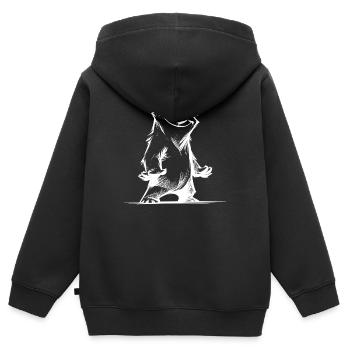 Zeichentrick Bär coole Ausstrahlung zum Knuddeln - Kinder Premium Organic Zip Hoodie - Schwarz - Hinten - AI Model Kid Male (0cm)