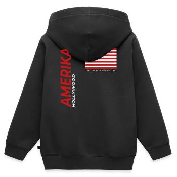 Hollywood - Kinder Premium Organic Zip Hoodie - Schwarz - Hinten - AI Model Kid Male (0cm)