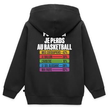 Warum ich im Basketball verliere - Kinder Premium Organic Zip Hoodie - Schwarz - Hinten - AI Model Kid Male (0cm)