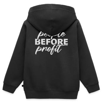People Before Profit Aktivismus Gerechtigkeit Logo - Kinder Premium Organic Zip Hoodie - Schwarz - Hinten - AI Model Kid Male (0cm)