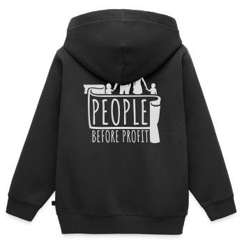 People Before Profit Aktivismus Gerechtigkeit Logo - Kinder Premium Organic Zip Hoodie - Schwarz - Hinten - AI Model Kid Male (0cm)