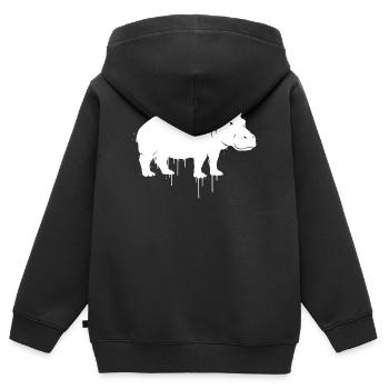 Hippo Graffiti Streetwear Vektor - Kinder Premium Organic Zip Hoodie - Schwarz - Hinten - AI Model Kid Male (0cm)