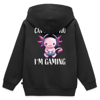 Gaming Axolotl mit Kopfhörer - Kinder Premium Organic Zip Hoodie - Schwarz - Hinten - AI Model Kid Male (0cm)