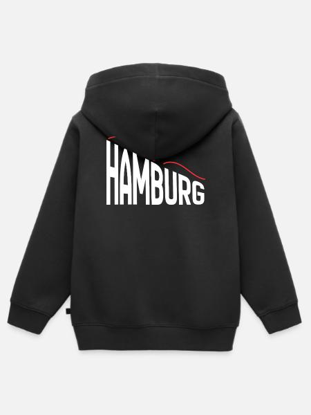 Hamburg - Kinder Premium Organic Zip Hoodie - Schwarz