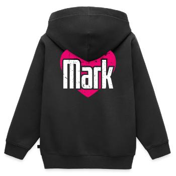I Love Mark Pinkes Herz Ich liebe Mark - Kinder Premium Organic Zip Hoodie - Schwarz - Hinten - AI Model Kid Male (0cm)