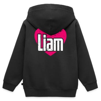 I Love Liam Pinkes Herz Ich liebe Liam - Kinder Premium Organic Zip Hoodie - Schwarz - Hinten - AI Model Kid Male (0cm)