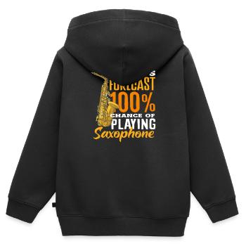 La prédiction d’aujourd’hui Saxophone Saxophone Jazz - Sweat Premium à capuche zippé enfant bio - noir - Dos - AI Model Kid Male (0cm)