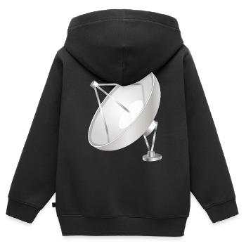 Antenne paraboise à l’aspect moderne et net - Sweat Premium à capuche zippé enfant bio - noir - Dos - AI Model Kid Male (0cm)