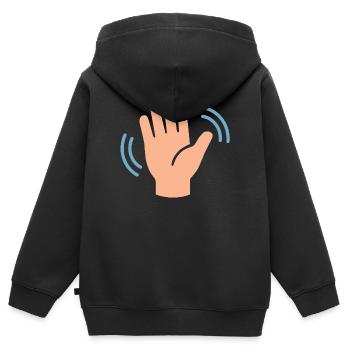 Winken-Hand Symbol Grafik - Kinder Premium Organic Zip Hoodie - Schwarz - Hinten - AI Model Kid Male (0cm)