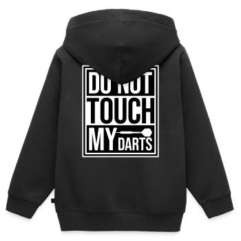 Do Not Touch My Darts Warnung Dartspieler Humor - Kinder Premium Organic Zip Hoodie - Schwarz - Hinten - AI Model Kid Male (0cm)