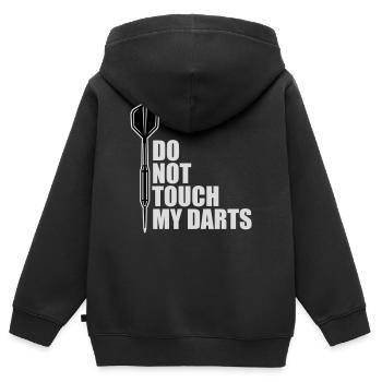 Do Not Touch My Darts Warnung Dartspieler Humor - Kinder Premium Organic Zip Hoodie - Schwarz - Hinten - AI Model Kid Male (0cm)