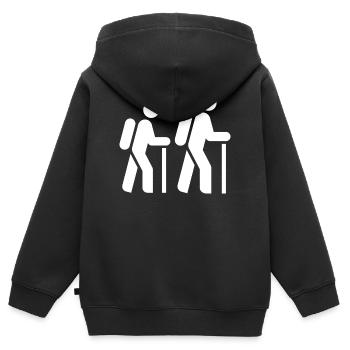 Randonneur, pèlerin, touriste, itinéraire de pèlerinage - Sweat Premium à capuche zippé enfant bio - noir - Dos - AI Model Kid Male (0cm)