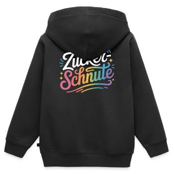 Museau sucré Dent sucrée Chocolat Sucre Museau - Sweat Premium à capuche zippé enfant bio - noir - Dos - AI Model Kid Male (0cm)