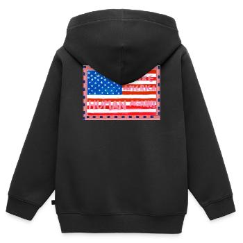 MAKE_AMERICA_HUMAN_AGAIN _A5 - Sweat Premium à capuche zippé enfant bio - noir - Dos - AI Model Kid Male (0cm)