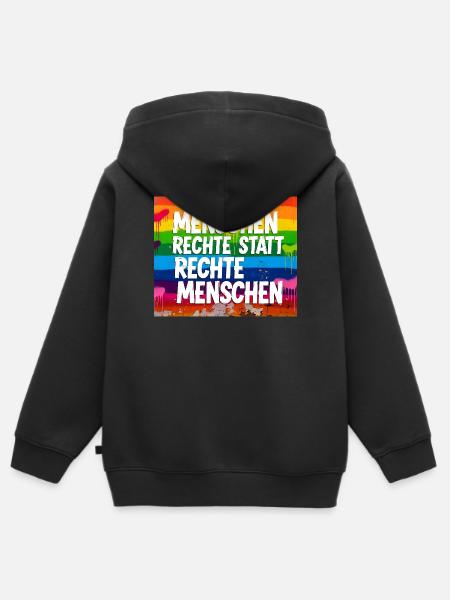 Menschenrechte statt rechte Menschen Statement - Kinder Premium Organic Zip Hoodie - Schwarz