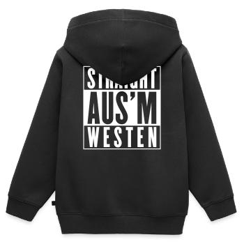 Straight aus'm Westen (Farbe änderbar) - Kinder Premium Organic Zip Hoodie - Schwarz - Hinten - AI Model Kid Male (0cm)