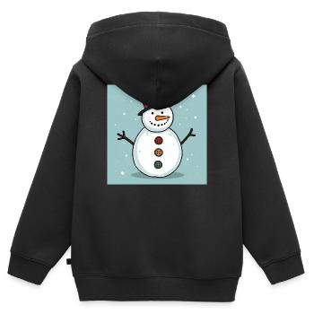 Bonhomme de neige coloré boutonné - Sweat Premium à capuche zippé enfant bio - noir - Dos - AI Model Kid Male (0cm)