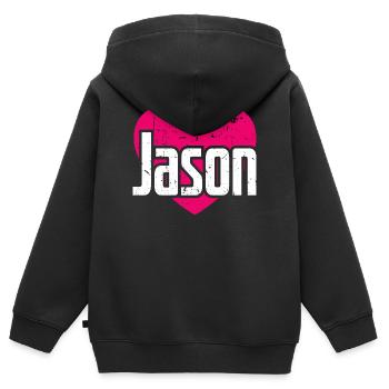 I Love Jason Pinkes Herz Ich liebe Jason - Kinder Premium Organic Zip Hoodie - Schwarz - Hinten - AI Model Kid Male (0cm)