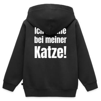 Ich wohne bei meiner Katze - Kinder Premium Organic Zip Hoodie - Schwarz - Hinten - AI Model Kid Male (0cm)
